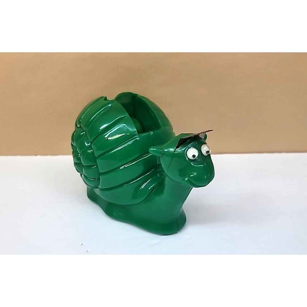 Vtg Kids Green Snail Tape Dispenser w/Wiggle Eyes-Retro Office Desk Accessory